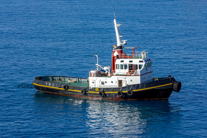 Tugboat in the Mediterranean Sea near Heraklion, Crete, Greece